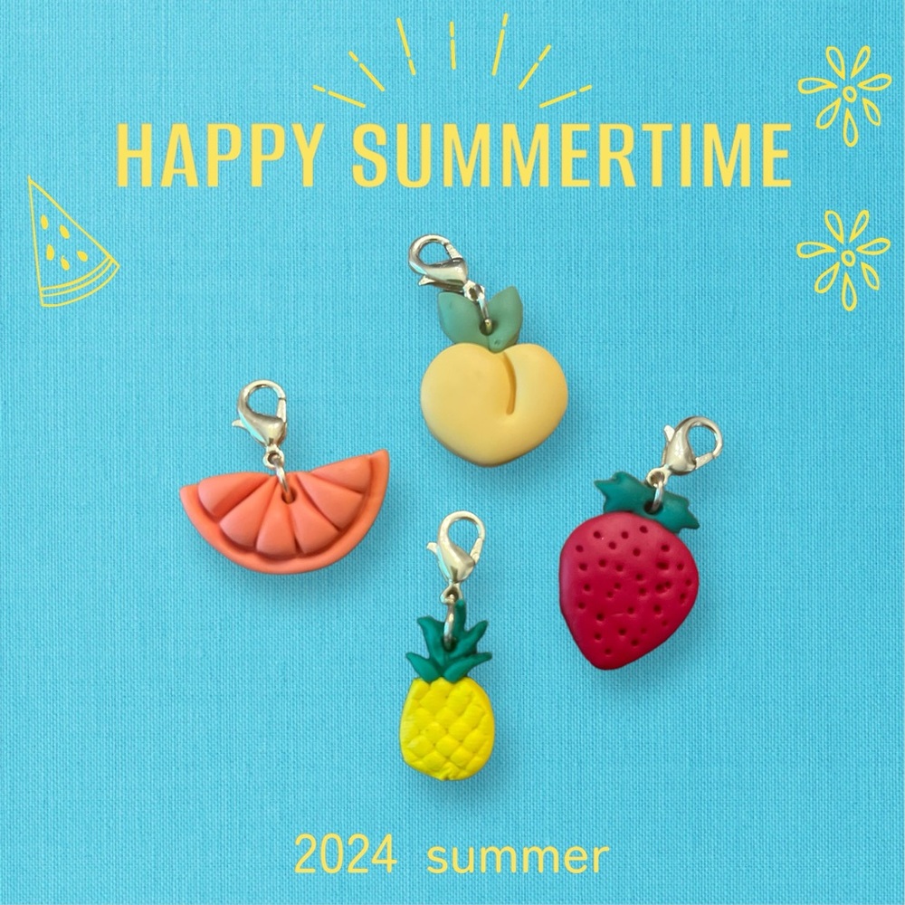 New- handcrafted “So Fruity” Collection of 4 Polymer Clay Charms